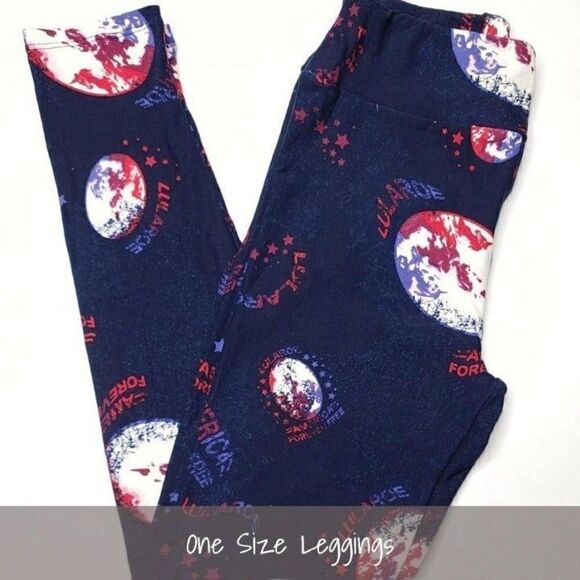 LuLaRoe OS Leggings Americana America Forever Free NEW - Picture 1 of 1